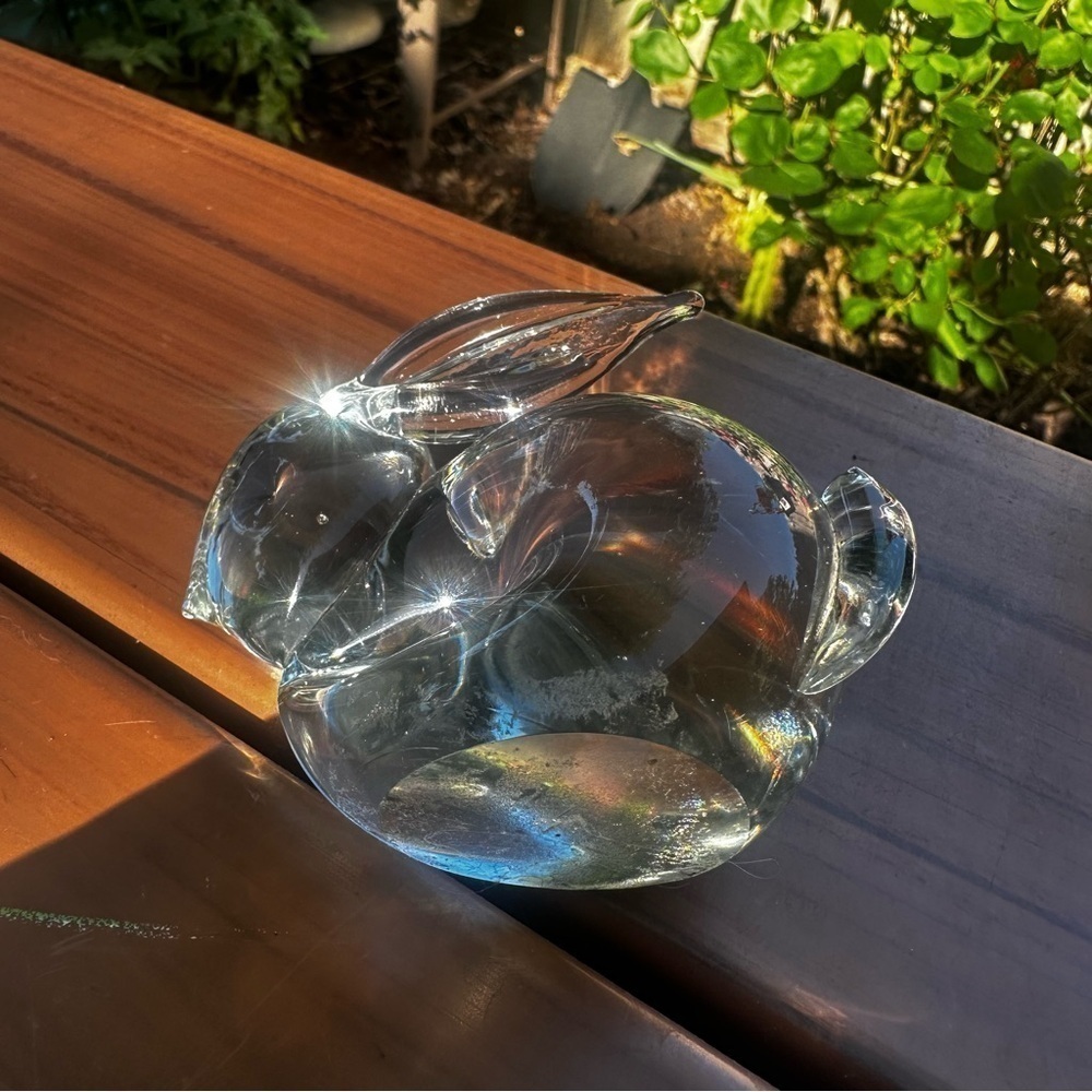 Vintage Clear Lead Crystal Rabbit Bunny Figurine Paperweight - Picture 5 of 5